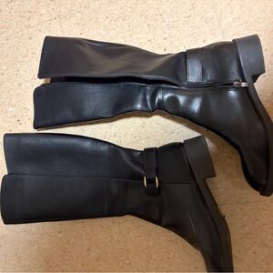 Black Leather Knee-High Boots